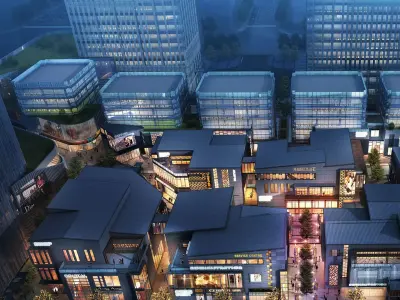 Modern Mixed-Use Commercial District 3D model