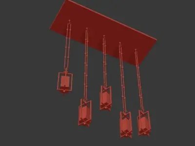 NOUT 5 LANTERNS GOLD PENDANTS 3D model