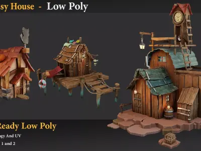 Fantasy house low Poly Low-poly 3D model