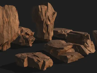 desert rocks - 3D Models PBR Pack 06 Low-poly 3D model