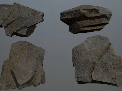 Rock Set 6 piece of Low-poly 3D model