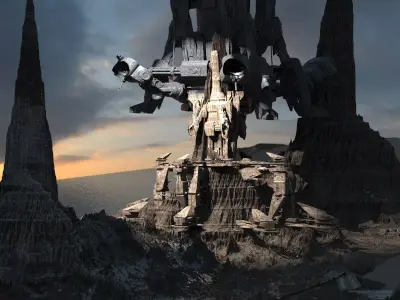 Mars Gods Mountain Alien Ruins Kit bash 3D model