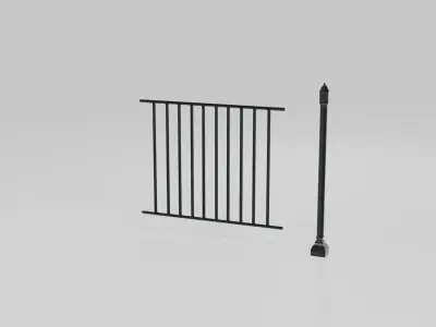 modular metal fence no1 3D model