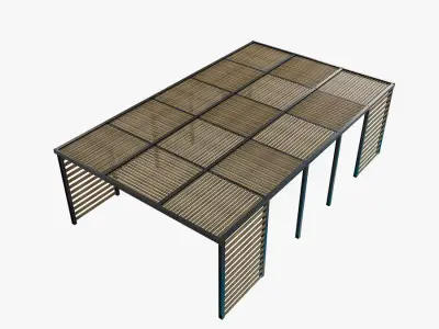 Wood patio sunshade 3D model