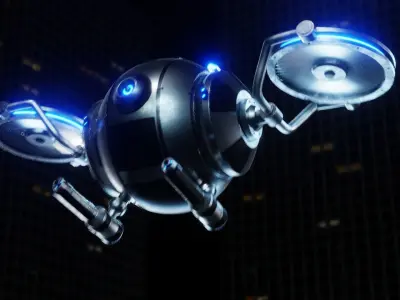 Cybernetic Drone Night Patrol Low-poly 3D model