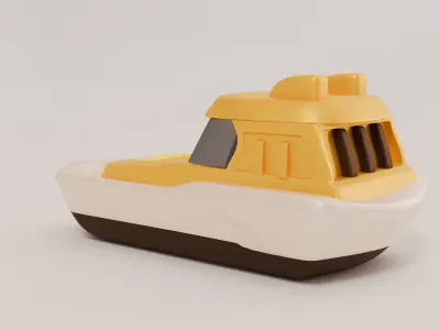 3D Yort Speed Boat Stylized 3D yacht Game Asset Free low-poly 3D model