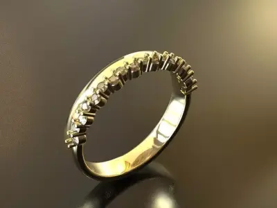 Gold Textured Wedding Band with Raised Linear Detailing 3D print model