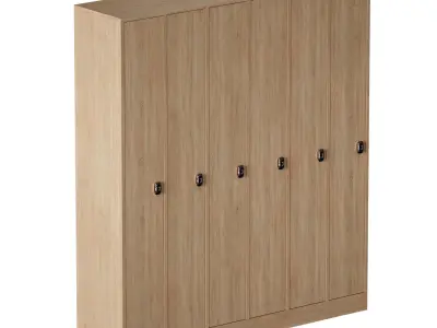 Wooden locker for changing room with electronic lock 3D model