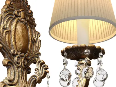 Classic style Antique bronze Wall Lamp Sconce with crystal 3D model