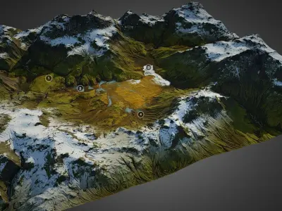 Iceland landscape - World Machine Low-poly 3D model