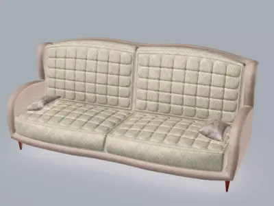 Chesterfield Vintage Smooth Sofa 3D model