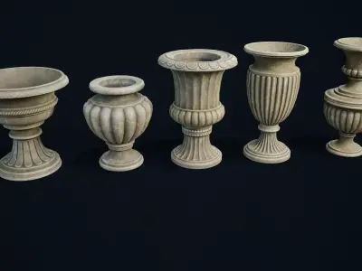 Garden Vases modular Low-poly 3D model