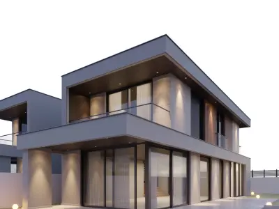 Modern Twin Villa - 1 3D model