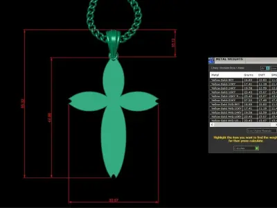 Light Gold 18K Cross Pendant 1CP083 3D print model