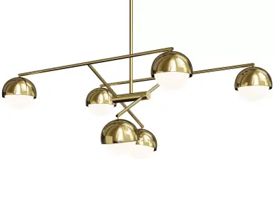 Postmodern Sputnik Chandelier Metal Living Room Pendant Low-poly 3D model