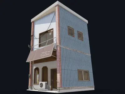 Coffee Shop of Kyoto Low-poly 3D model