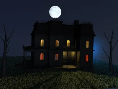 Low Poly Haunted House  Low-poly 3D model