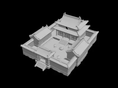  courtyard snow scenery 3D model