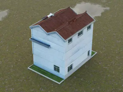 Self-built Rural House Low-poly 3D model