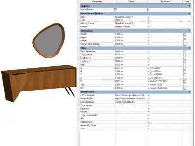 Parametric Mirror and Console for Revit 3D model