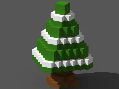 Xmas Tree Voxel - 3 Low-poly 3D model