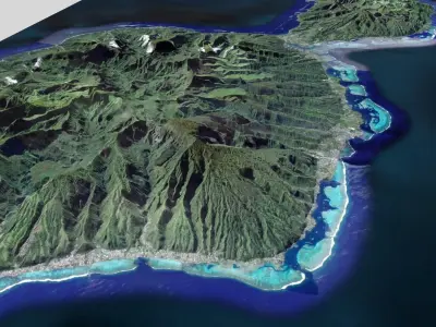 Tahiti island in French Polynesia 3D model
