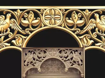 Holy wooden altar 3D model
