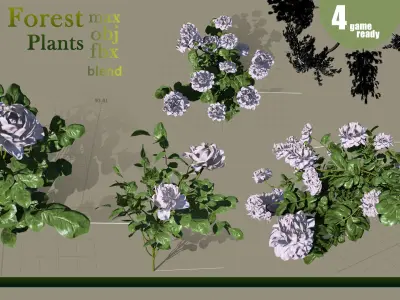 20 Forest plants and bushes Pack VOL 08 Low-poly 3D model