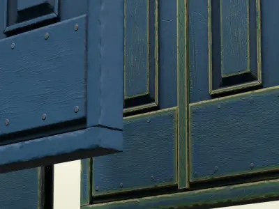 Wooden Entrance Front Double Door Low-poly 3D model