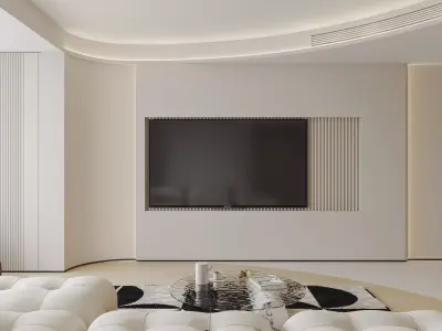 Warm modern living room 3D model