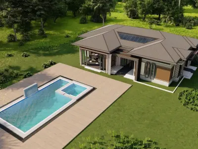 Casa Scene-villa-modern house 3D model 24