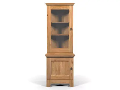 Country Corner Display Cabinet 1 Glass Door Solid Natural Oak  3D model