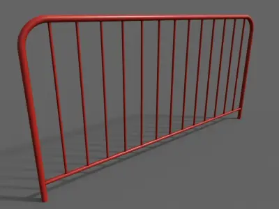 PBR Pedestrian Guard Rail Red V1 Low-poly 3D model