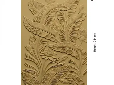 Modern Tropical Relief Panel Wall Decor Set STL Mural CNC 338 3D model