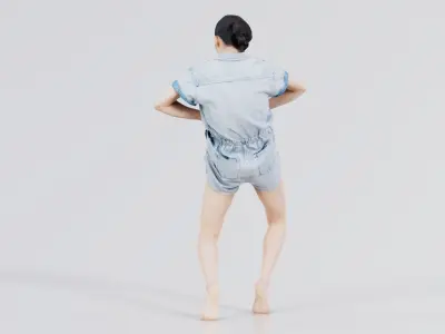 Asian Woman Wearing Light Blue Jeans 014 Low-poly 3D model