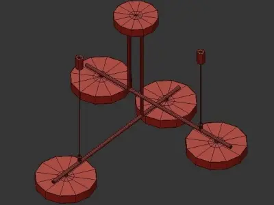 AX354 light fixture with four lights 3D model