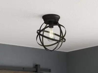 Walck Light Caged Globe Flush Mount 3D model