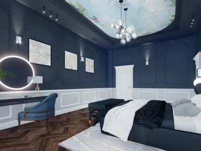 classic style master bedroom 3D model