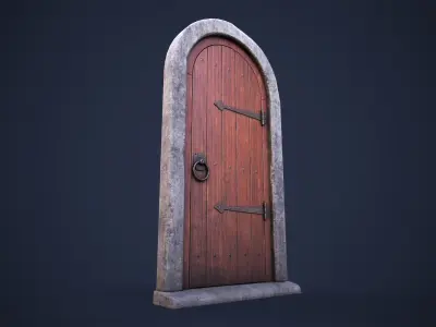 Old front small door Low-poly 3D model