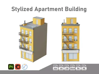 Apartment Building 5 Low-poly 3D model