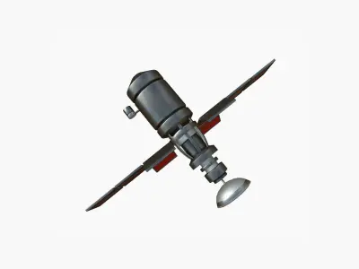 Satellite A04 Steel Red - SciFi Space Design Low-poly 3D model