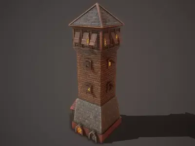 Medieval Tower Free low-poly 3D model