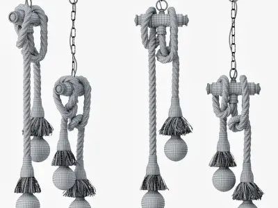 Loft style pendant lamp 2 3D model