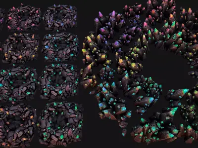 Rocks Crystals Minerals Gem Ore Pack Low-poly 3D model