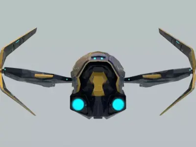 Futuristic Spaceship 3D  Low-poly 3D model