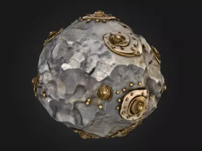 Steampunk Astro Rock Low-poly 3D model