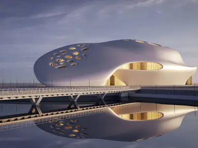 Futuristic building collection 4x 8 3D Model Pack