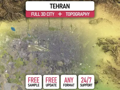 Tehran - 3D City Topography Terrain 3D Model Pack