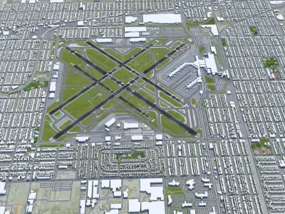 Chicago Midway Airport 10km Low-poly 3D model