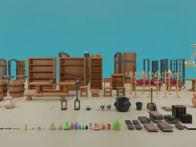 3D Low Poly Medieval Pack Low-poly 3D model